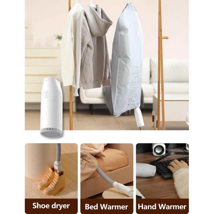 Portable Clothes Dryer, Portable Mini Clothes Dryer with Shoes Drying Attachment and Foldable Drying Rack, Timers Automatically Shutdown Mini Clothes Dryer for Apartment and Travel Laundry