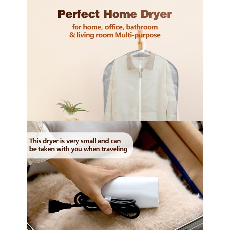 Portable Clothes Dryer, Portable Mini Clothes Dryer with Shoes Drying Attachment and Foldable Drying Rack, Timers Automatically Shutdown Mini Clothes Dryer for Apartment and Travel Laundry