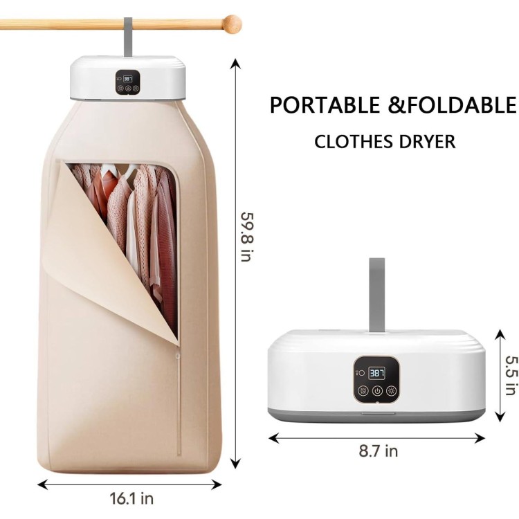 Portable Dryer-Foldable Dryer-With Remote Control Mini Dryer- Great For Travel, RV, Home, Apartment-Electric Dryers Fast And Efficient Drying And Easy To Use And Store