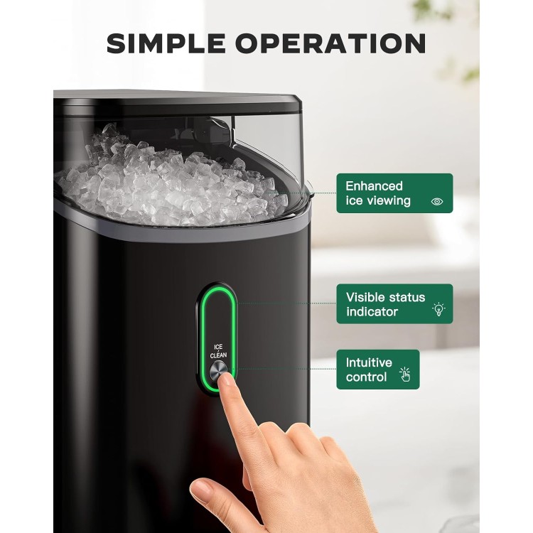 Silonn Nugget Ice Maker Countertop, Pebble Ice Maker with Soft Chewable Ice, One-Click Operation Ice Machine with Self-Cleaning, 33lbs/24H for Home,Kitchen,Office