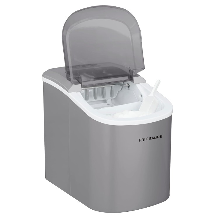 Frigidaire Ice Maker EFIC189, Countertop Ice Maker with Transparent Window, Bullet Ice Maker, 26 lbs. Capacity per day, Small Ice Maker Machine – 11.6D x 8.7W x 11.4H, Silver (Packaging May Vary)