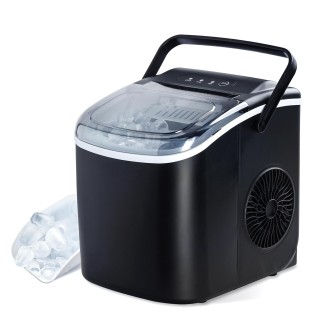 Simple Deluxe Portable Countertop Ice Maker, 26lbs Ice/24H, 9 Ice Cubes in 6 Minutes, with Basket and Ice Spoon, Self-Cleaning, for Indoor and Outdoor, Black