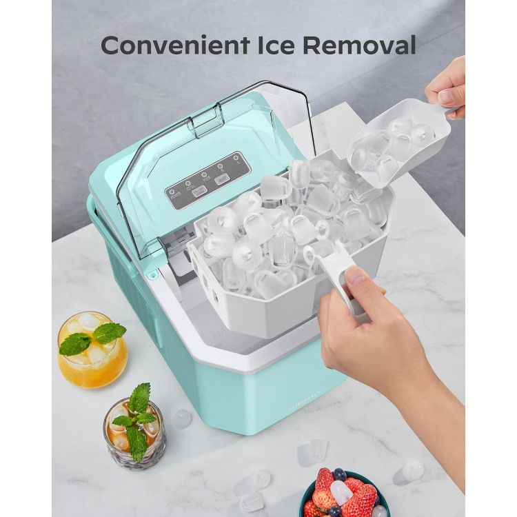 Silonn Ice Maker Countertop, Portable Ice Machine with Carry Handle, Self-Cleaning Ice Makers with Basket and Scoop, 9 Cubes in 6 Mins, 26 lbs per Day, Ideal for Home, Kitchen, Camping, RV