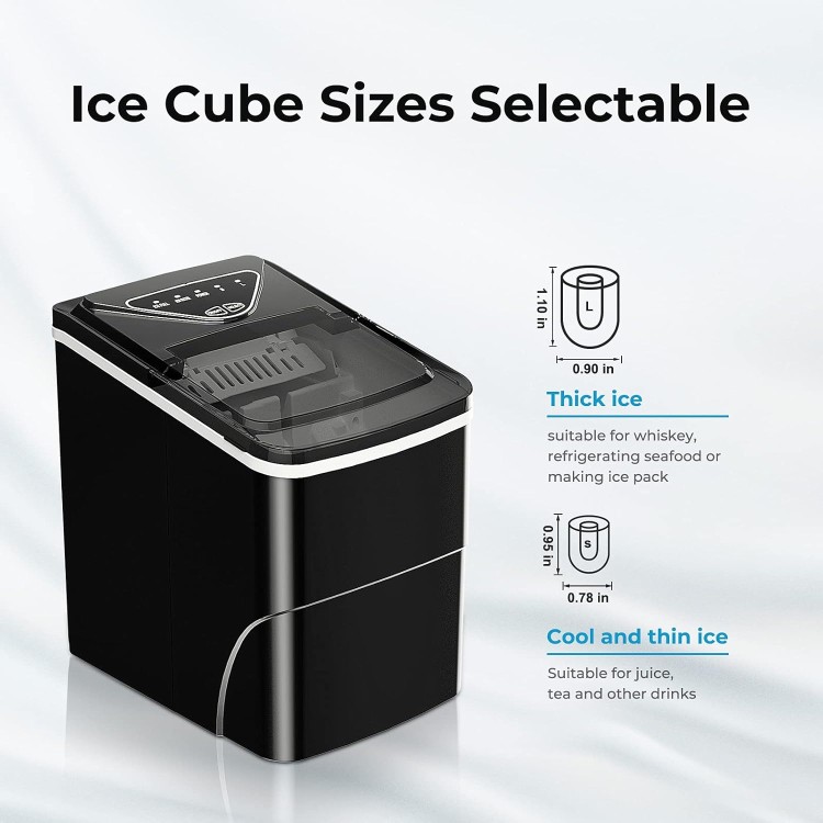 Ice Makers Countertop, Self-Cleaning Function, Portable Electric Ice Cube Maker Machine, 9 Bullet Ice Ready in 6 Mins, 26lbs 24Hrs with Ice Bags and Scoop Basket for Home Bar Camping RV(Black)