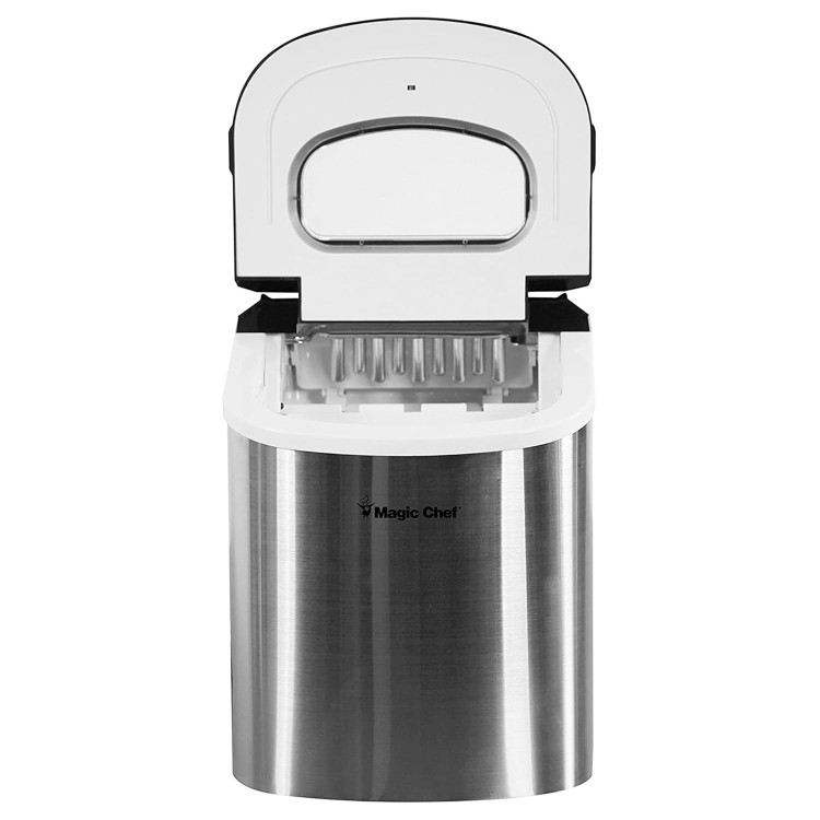 Magic Chef Portable Countertop Ice Maker, Small Ice Maker for Kitchen or Home Bar, Tabletop Ice Maker for Parties, 27-Pound Capacity, Stainless Steel