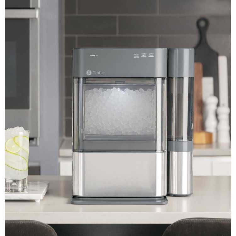 GE Profile Opal | Side Tank for 2.0 Opal Nugget Ice Maker | Easy Attachment to Opal Ice Machine | 0.75-Gallon Tank | Allows for 3X More Ice Before Refill | Stainless Steel (P4AAKASSPSS)