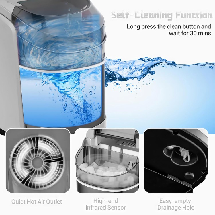 Countertop Ice Maker 26 lbs/24h 9 Cubes/6 Mins with Self-Cleaning Bullet Ice Maker for Home Office Bar Party