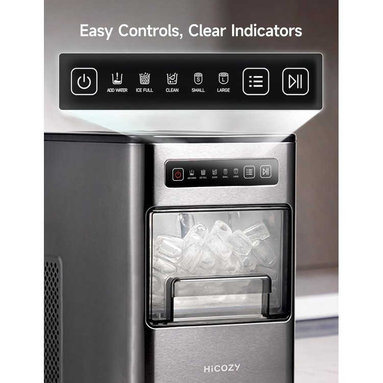 HiCOZY Ice Maker Countertop,Ice in 6 Mins, 24 lbs/Day, Portable & Compact Gift with Self-Cleaning,for Apartment/Under Cabinet/Kitchen/Office/Camping/RV/Home Bar