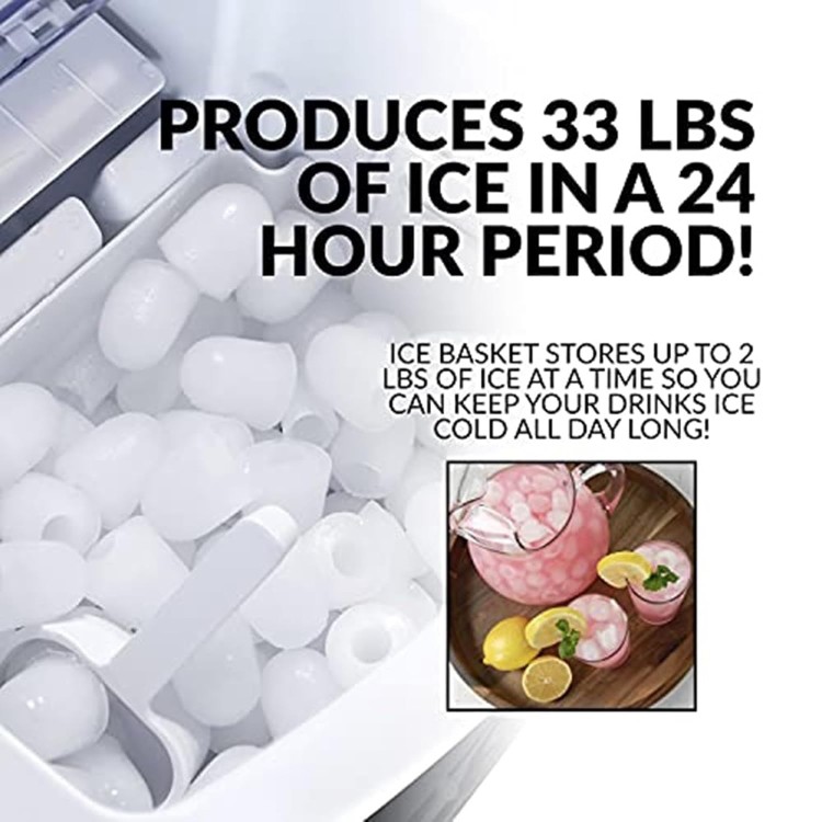 Ice Makers Countertop, Portable Ice Maker Machine Countertop, 9 Ice Cubes Ready in 8 Mins, Self-Cleaning Ice Machine with Ice Scoop and Basket for Home Office Bar Party