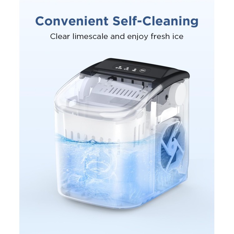 COWSAR Ice Maker Countertop, Portable Ice Machine with Self-Cleaning, 26.5lbs/24Hrs, 9 Bullet Ice Cubes in 6 Mins, Ice Basket and Scoop, Ideal for Home, Kitchen, Bar, Camping