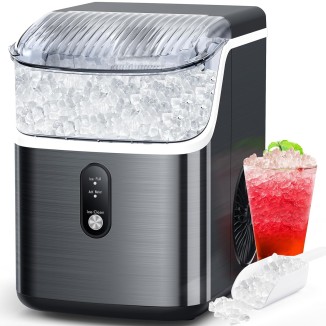 COWSAR Nugget Ice Makers Countertop, Soft Chewable Crushed Ice Maker Machine, Portable Pebble Ice Maker Countertop, 34Lbs/Day, Self-Cleaning, One-Button Operation Ice Machine for Home Kitchen Party