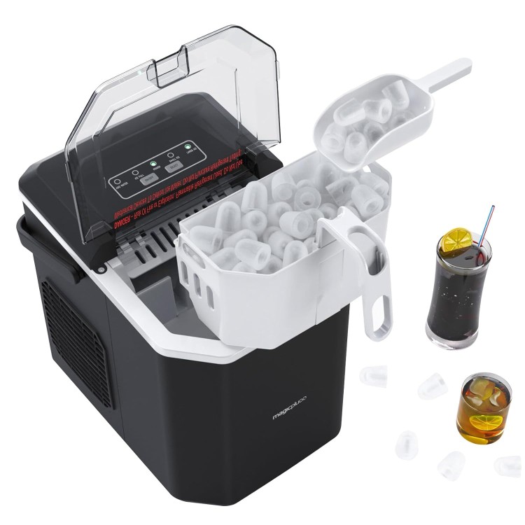 Ice Makers Countertop, Ice Machine with Carry Handle, 9 Cubes in 6 Mins, 26.5 lbs per Day, Self-Cleaning Portable Ice Maker for Home/Kitchen/Office/Party/RV