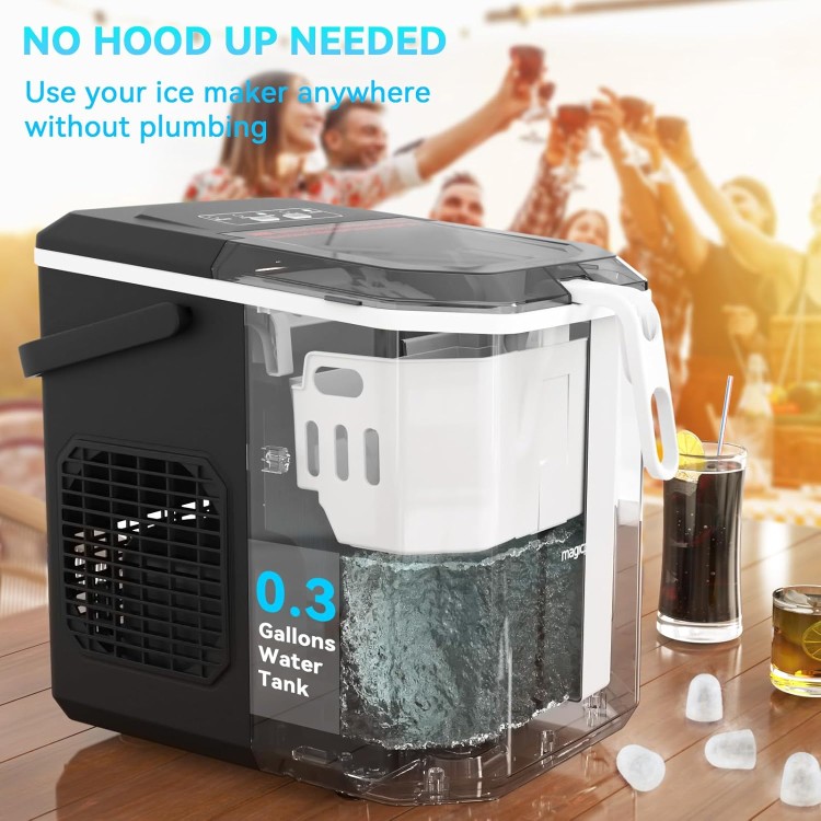 Ice Makers Countertop, Ice Machine with Carry Handle, 9 Cubes in 6 Mins, 26.5 lbs per Day, Self-Cleaning Portable Ice Maker for Home/Kitchen/Office/Party/RV