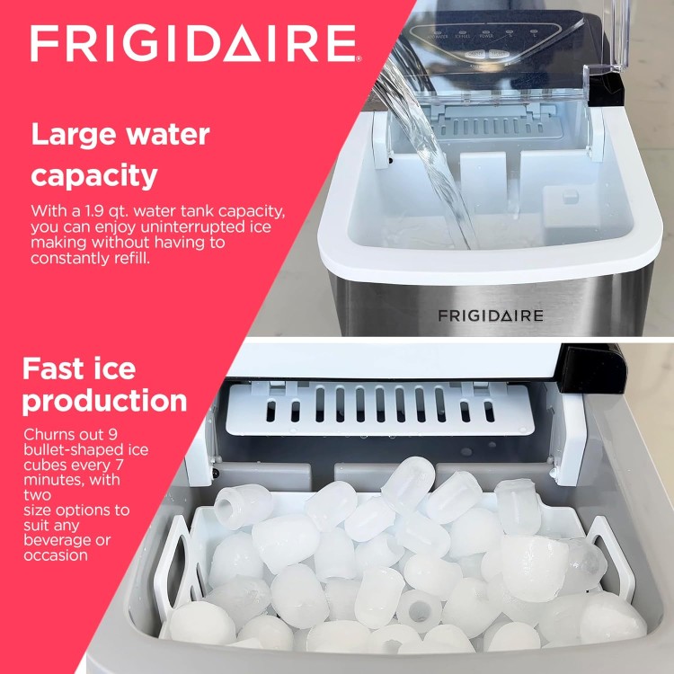 Frigidaire EFIC123-SS Counter Top Maker, Produces 26 pounds Ice per Day, Stainless Steel, Stainless