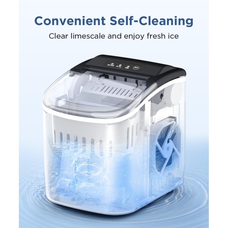 COWSAR Ice Maker Countertop, Stainless Steel Portable Ice Maker Machine with Self-Cleaning, 26.5lbs/24Hrs, 6 Mins/9 Pcs Bullet Ice, Perfectly for Home Use, Gift