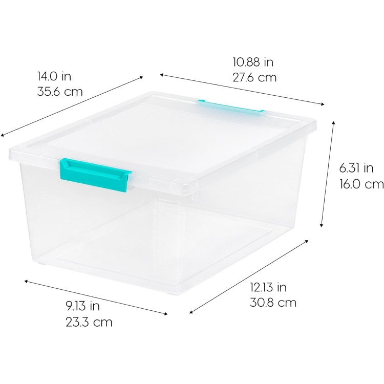 IRIS USA 12 Qt. Plastic Storage Bins Containers with Lids, 4 Pack, Sensory Bin, Craft Storage, Craft Organizers and Storage, Organizing Container for Home, Office and School Supplies, Stackable, Clear