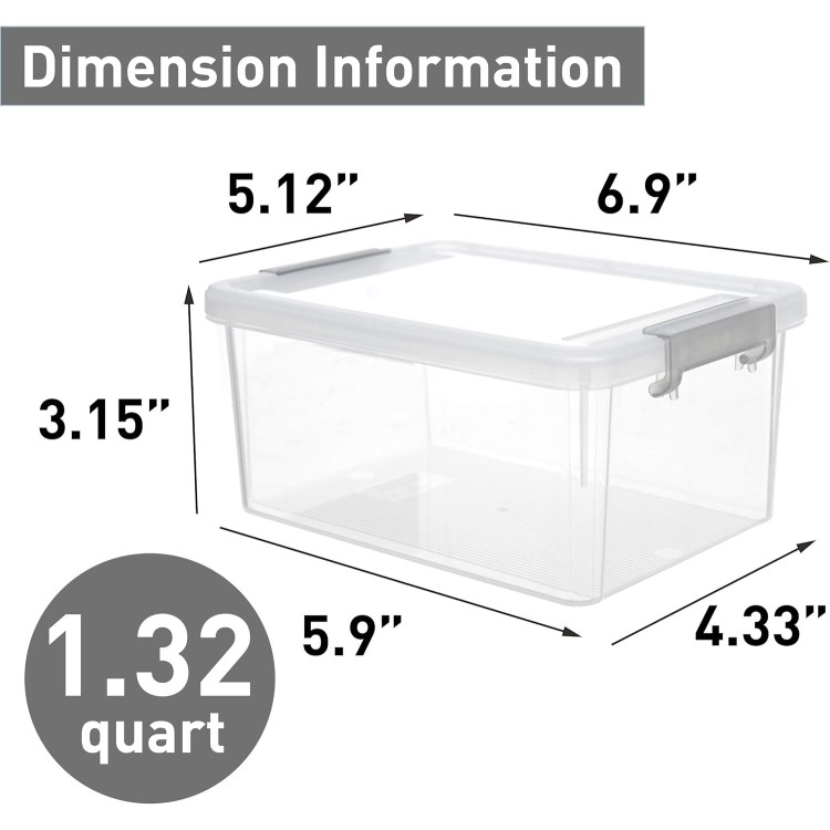 Citylife 1.3 QT 10 Pack Small Storage Bins Plastic Storage Container Stackable Box with Lids for Organizing, Clear White