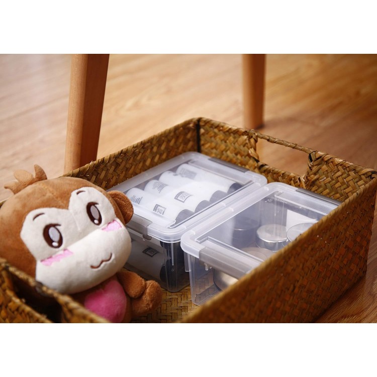 Citylife 1.3 QT 10 Pack Small Storage Bins Plastic Storage Container Stackable Box with Lids for Organizing, Clear White