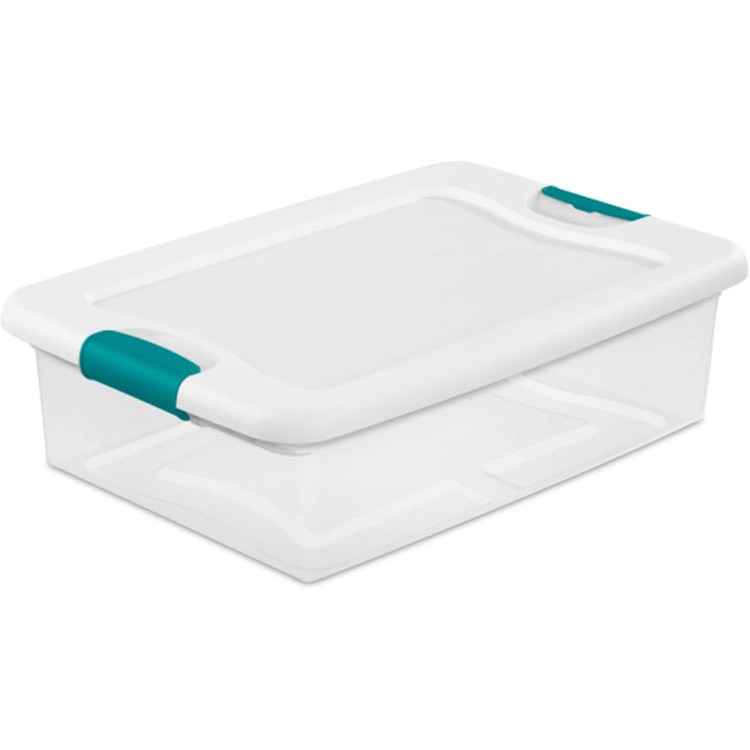 STERILITE Latching Storage Box, See-Through Base, 32-Qt