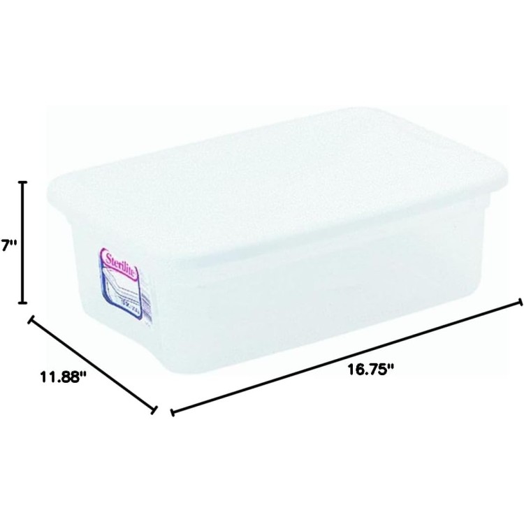 Sterilite 16 Quart Basic Clear Storage Box with White Lid (Pack of 2)