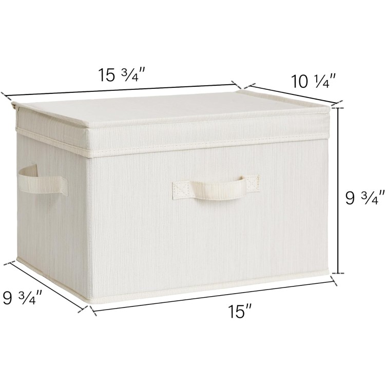 StorageWorks Decorative Storage Boxes, Storage Basket with Lid and Handles, Mixing of Beige, White & Ivory, Large, 2-Pack