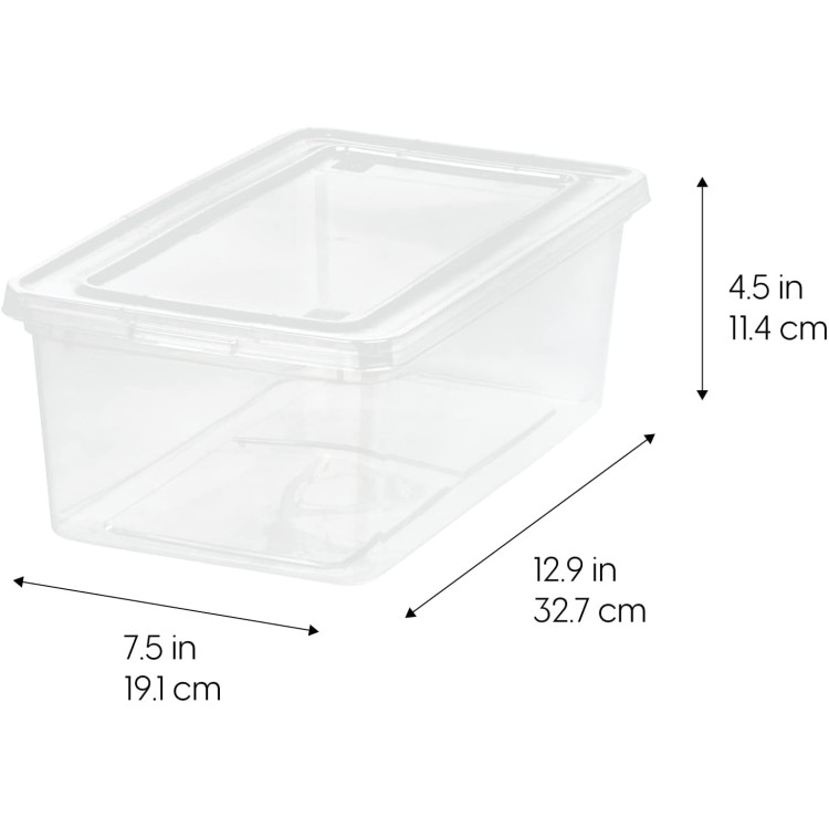 IRIS USA 6 Qt Clear Storage Box, BPA-Free Plastic Stackable Bin with Lid, Containers to Organize Shoes and Closet Shelves, Classroom Organization Teacher Tools, Game Storage, 20 Pack