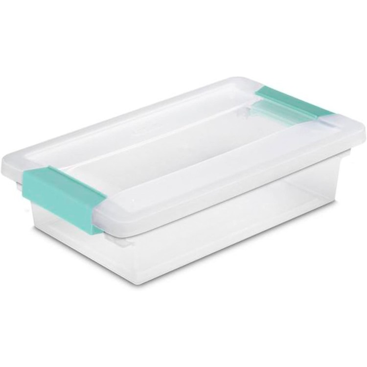 Sterilite Small Clip Box, Stackable Storage Bin with Latching Lid, Plastic Container to Organize Office, Crafts, Home, Clear Base and Lid, 6-Pack