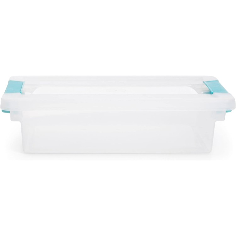 Sterilite Small Clip Box, Stackable Storage Bin with Latching Lid, Plastic Container to Organize Office, Crafts, Home, Clear Base and Lid, 6-Pack