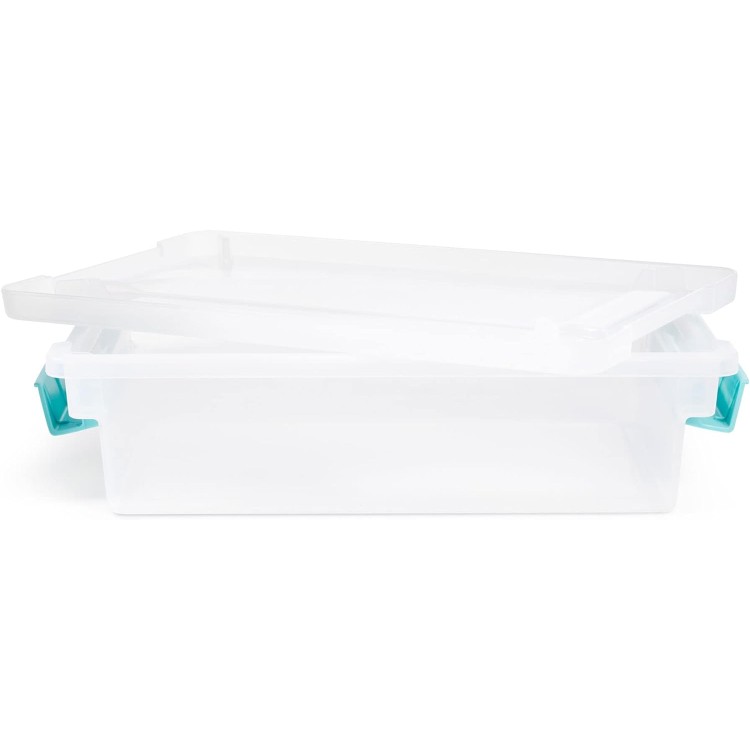 Sterilite Small Clip Box, Stackable Storage Bin with Latching Lid, Plastic Container to Organize Office, Crafts, Home, Clear Base and Lid, 6-Pack