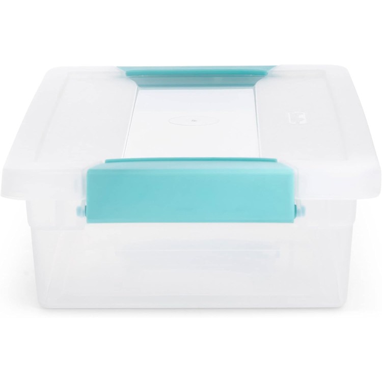 Sterilite Small Clip Box, Stackable Storage Bin with Latching Lid, Plastic Container to Organize Office, Crafts, Home, Clear Base and Lid, 6-Pack