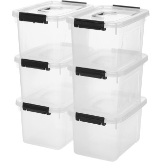 6 Quart Clear Storage Latch Box/Bins, 6-Pack Plastic Container with Latches and Lid