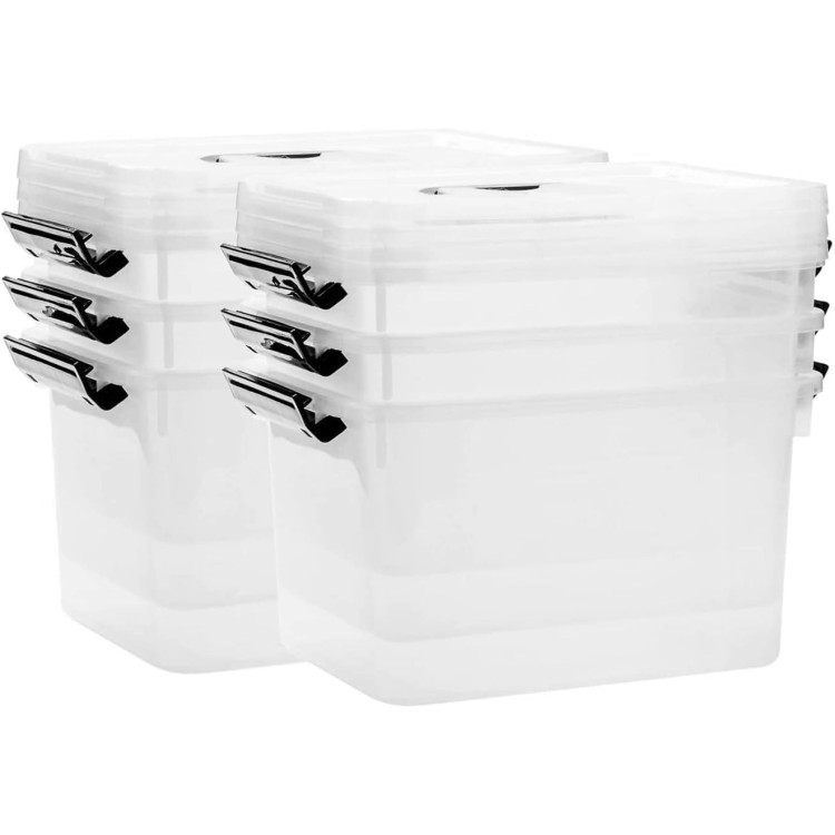 6 Quart Clear Storage Latch Box/Bins, 6-Pack Plastic Container with Latches and Lid