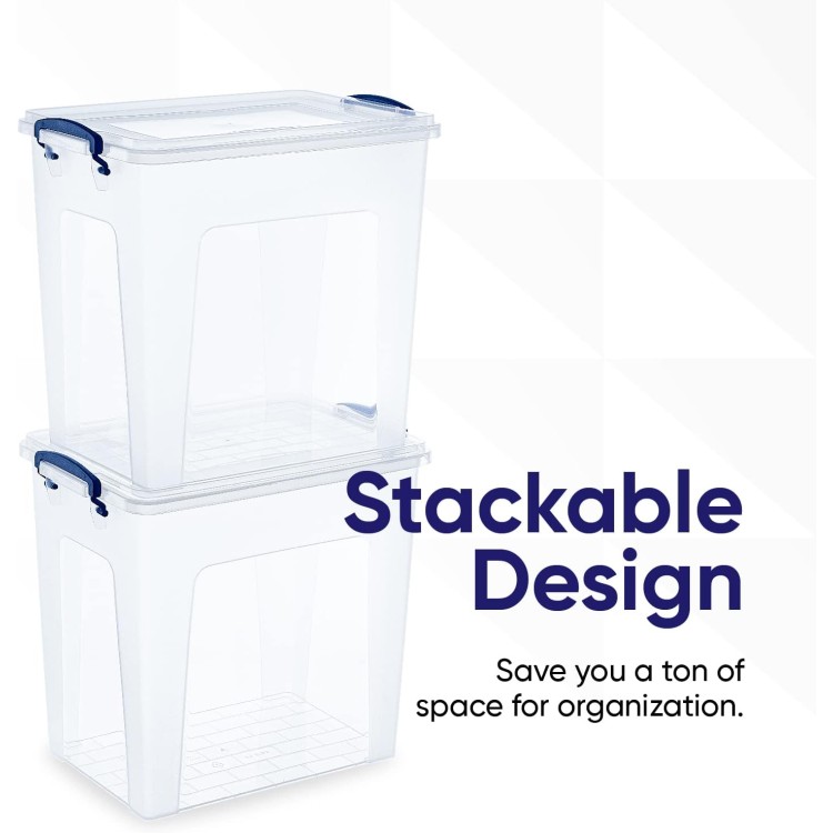 Superio X-Deep Clear Storage Container with Lid and Handles, Stackable Organizer Bin for Home, Garage, and Dorm- Store Cloths, Boots, Toys, and Accessories, (12 Qt.)