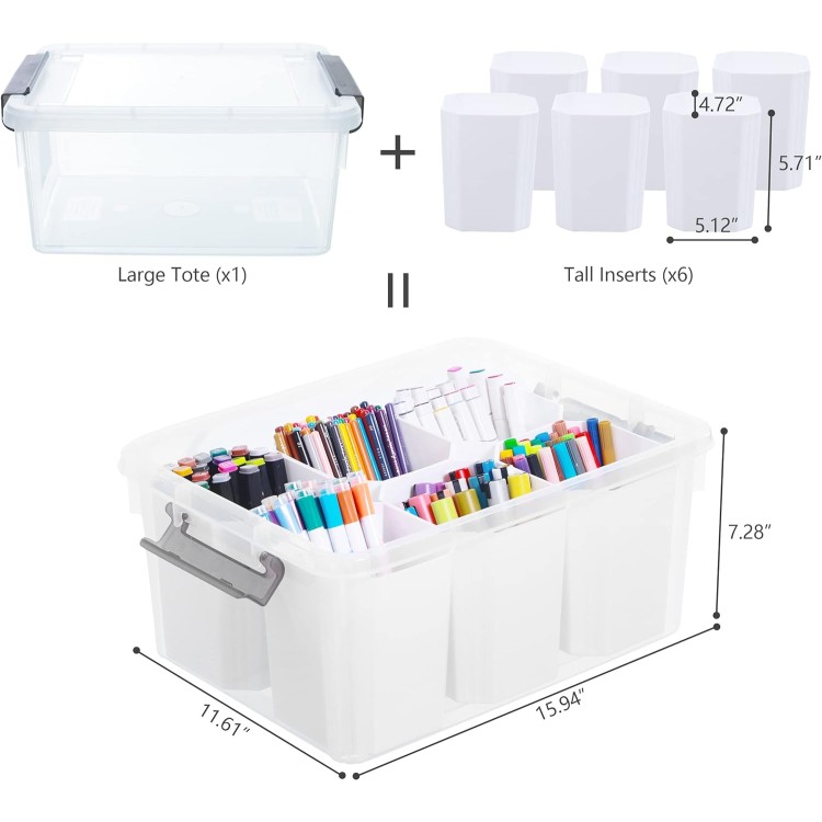 Citylife 17 QT Plastic Storage Bins Clear Storage Box with Lids Multipurpose Stackable Storage Containers for Organizing Tool, Craft, Crayon