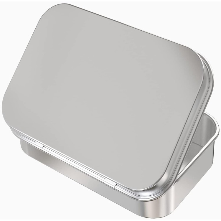 6 Pcs Metal Hinged Tin Box Container Mini Portable Small Storage Container Kit with Lid for Home Storage 3.7x2.3x0.8 Inch, Silver