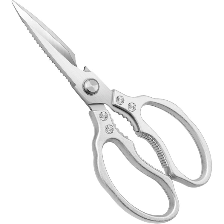 CGBE Kitchen Scissors, Multi-Purpose Kitchen Shears, Heavy Duty Dishwasher Safe Food Scissors, Non Slip Stainless Steel Sharp Cooking Scissors for Kitchen, Chicken, Poultry, Fish, Meat, Herbs-Sliver