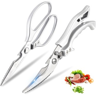 Kitchen Scissors Set Poultry Shears - Heavy Duty Kitchen Shears All Purpose With Anti-Slip Handle & Safety Lock, Stainless Steel Cooking Scissors for Meat, Bone, Poultry-2 Pack