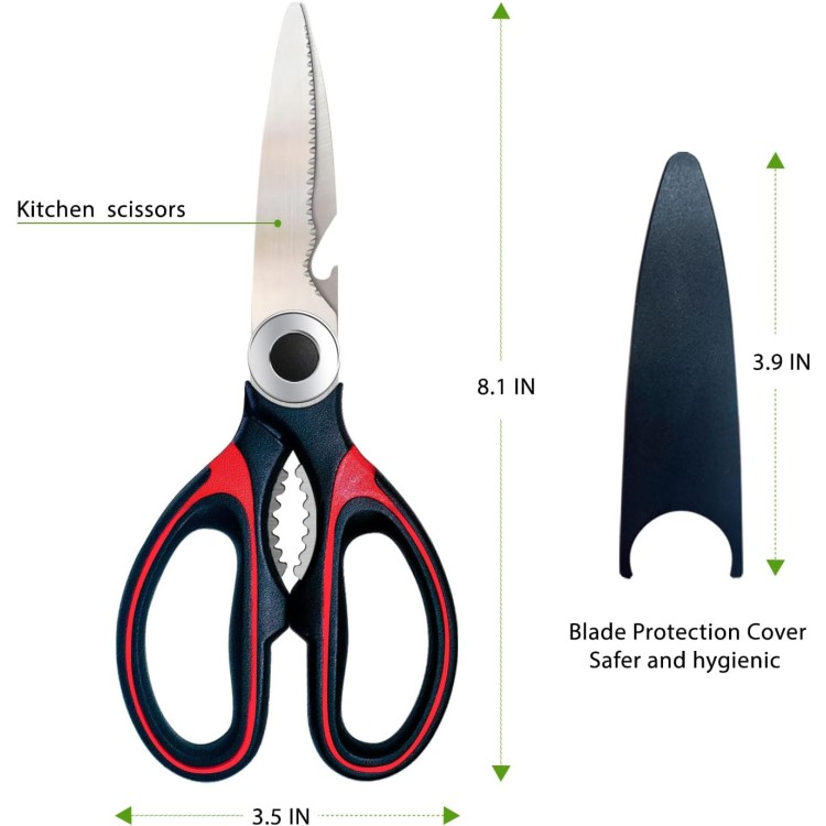 Kitchen Scissors 2 Pack Kitchen Shears All Purpose Heavy Duty Dishwasher Safe Multipurpose Utility Sharp Scissors for Food, Meat, poultry, Vegetable