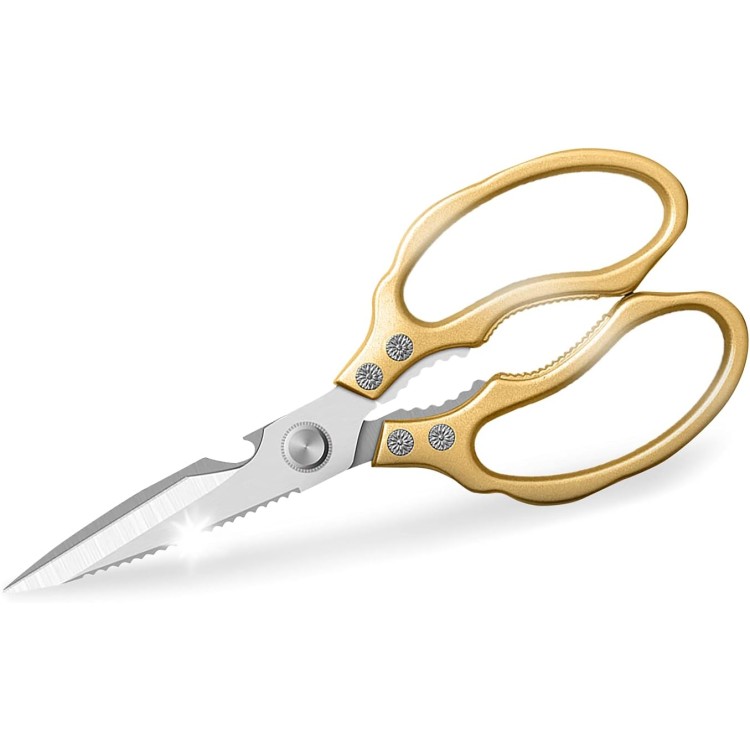 Kitchen Scissors, Heavy Duty Sharp Kitchen Shears Dishwasher Safe,Gold Kitchen Accessories Cooking Shears for Kitchen Meat Chicken Fish Poultry Herb Bread (Gold)