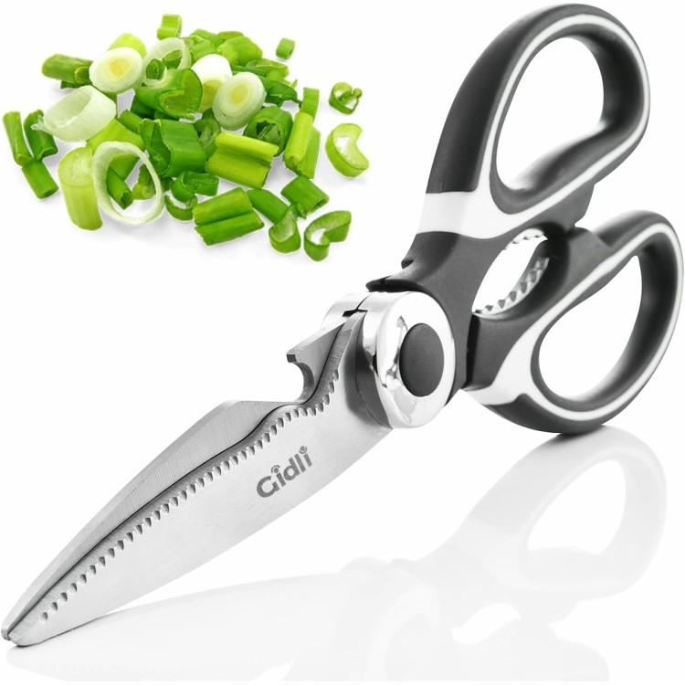 Kitchen Shears by Gidli - Lifetime Replacement Warranty- Includes Seafood Scissors As a Bonus - Heavy Duty Utility Stainless Steel All Purpose Ultra Sharp Scissors for Food