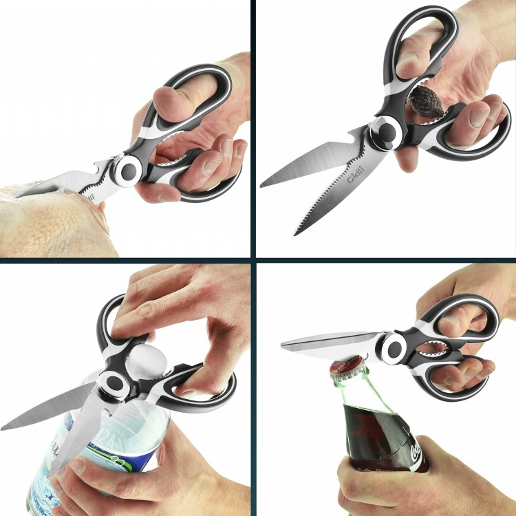 Kitchen Shears by Gidli - Lifetime Replacement Warranty- Includes Seafood Scissors As a Bonus - Heavy Duty Utility Stainless Steel All Purpose Ultra Sharp Scissors for Food