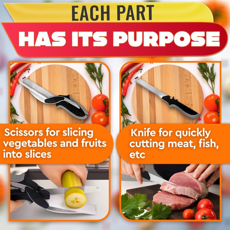 Vegetable Chopper Kitchen Scissors - Vegetable Scissors Food Cutter Quick Vegetable Cutter Knife Fruit Cutter Tools - Vegetable Slicer Food Chopper Knife Scissors Food Cutting Scissors Meat Scissors