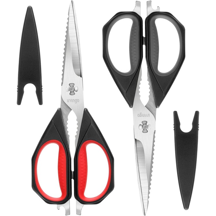 LIVINGO Kitchen Scissors, 2 Pack 9.25 Utility All Purpose Poultry Shears Heavy Duty Dishwasher Safe, Come Apart Sharp Stainless Steel Cooking Food Scissors for Cutting Meat, Chicken, Vegetable, Fish