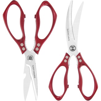 Heavy duty kitchen scissors 2-pack,High Stainless Steel sharp blade,Dishwasher safe meat scissors Cooking shear for Chicken Fish Meat Color RED