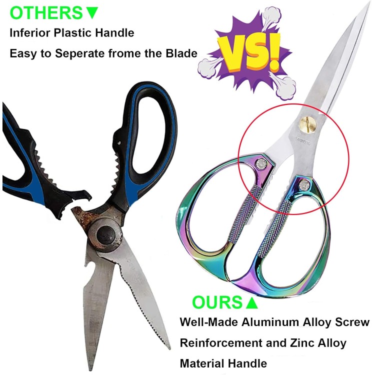 Heavy Duty Kitchen Scissors, 7.5inches Stainless Steel Multi-Function Kitchen Shears with Zinc Alloy Handle, Kitchen Tools for Chichen, Meat, Herbs, Vegetable, BBQ