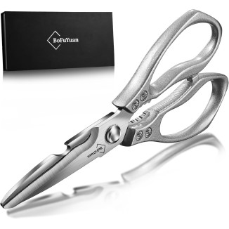 Kitchen Shears for Food Heavy-Duty: Multipurpose Kitchen Shears for Cutting Chicken, Bone, Meat, Food, (9'' Silver)