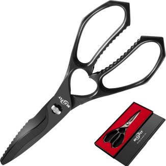 Kitchen Scissors Heavy Duty, Premium Kitchen Shears for Food, 8.8 Inch Meat Scissors Ultra Sharp Detachable Blade, Black Titanium Plated, Anti-Slip Poultry Shears, Cooking Scissors All Purpose