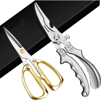 Kitchen Scissors Heavy Duty 2 Pack,Kitchen Shears Heavy Duty,Poultry Shears Heavy Duty,Meat Scissors Heavy Duty,Utility Scissors Heavy Duty Multipurpose Food Scissors,Cooking Scissors Stainless Steel