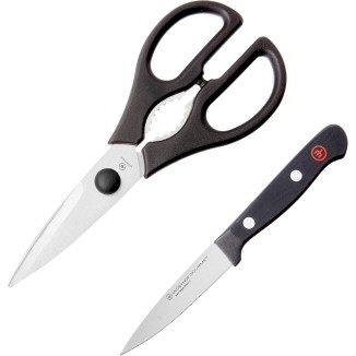 WÜSTHOF Gourmet 3 Paring Knife and Shears Set,Silver/ Black