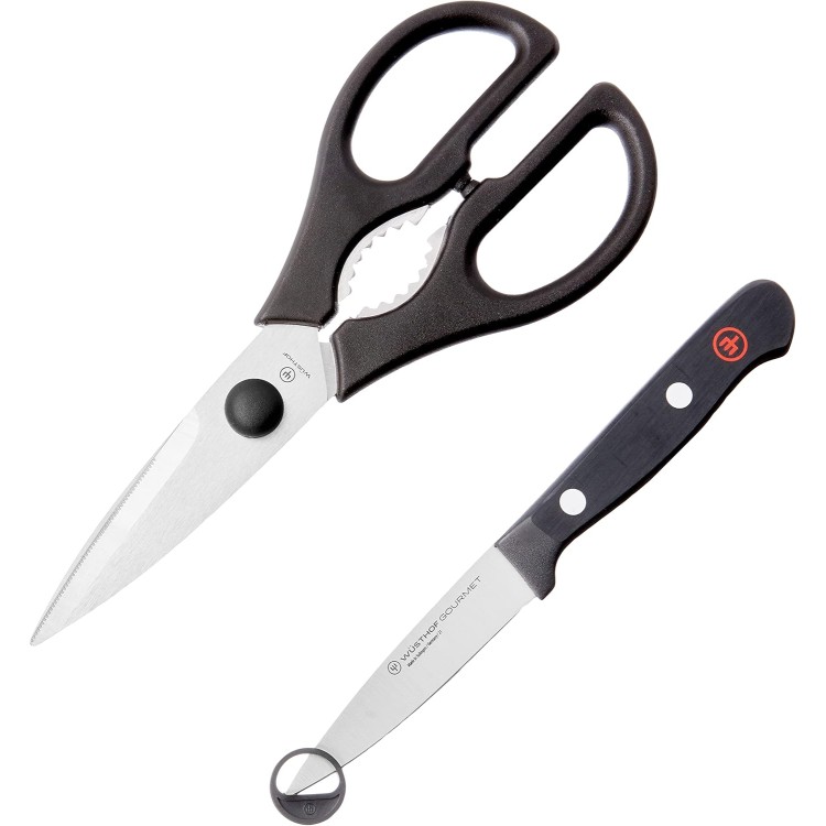 WÜSTHOF Gourmet 3 Paring Knife and Shears Set,Silver/ Black